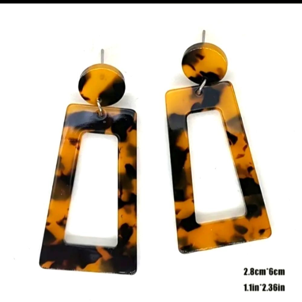 tortoise shell earrings pattern geometric Marble design earrings